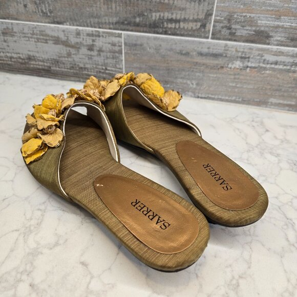 Flowery small heel slide on shoes - Picture 4 of 4